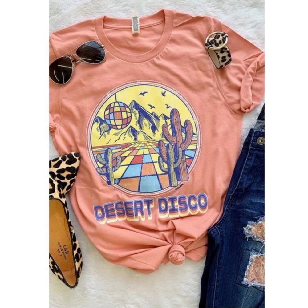 BELLA CANVAS CORAL “DESERT DISCO” BOHO SHORT SLEEVE TEE